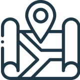 Map icon with location pin symbol.